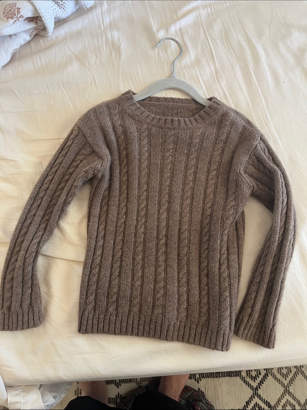 100% Cashmere Cable Knit Child’s Sweater in Taupe